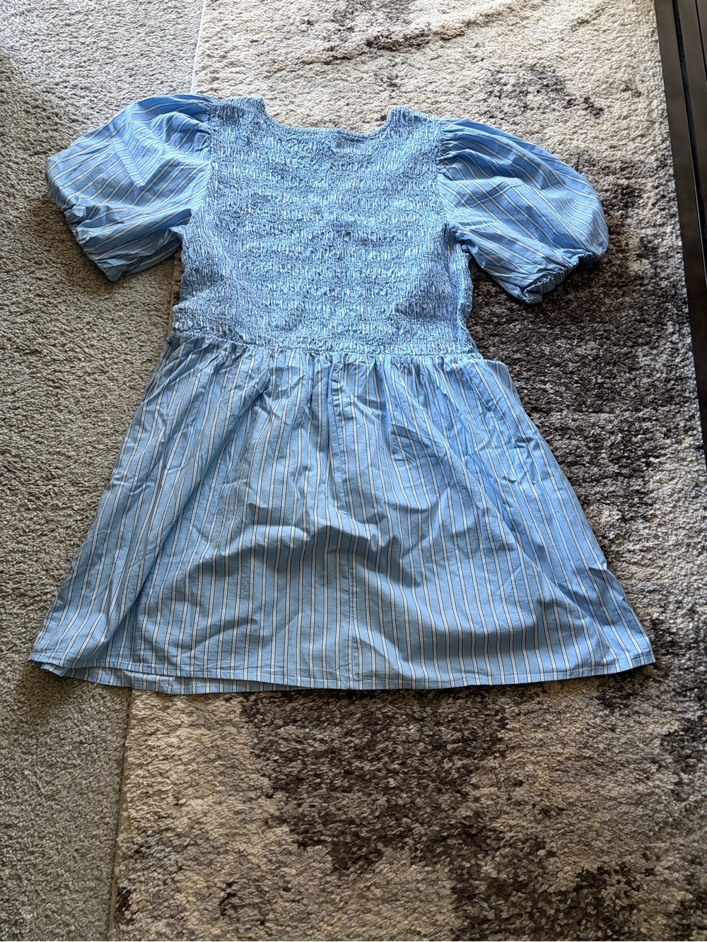 Old Navy Light Blue and White Striped Smocked Dress - Picture 3 of 6